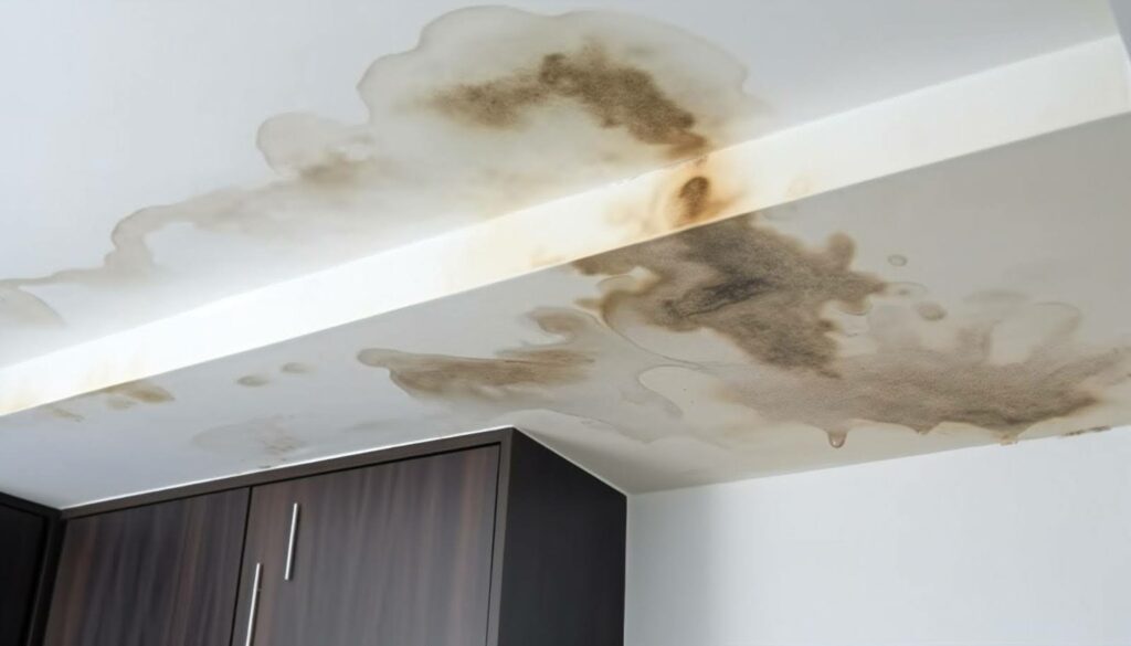 water damage on a ceiling