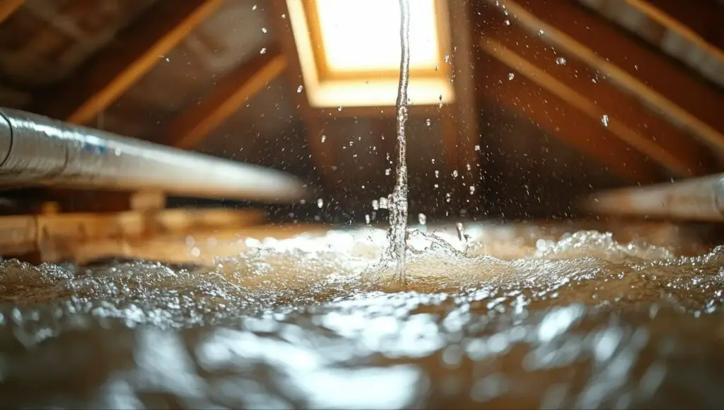 water leak in an attic