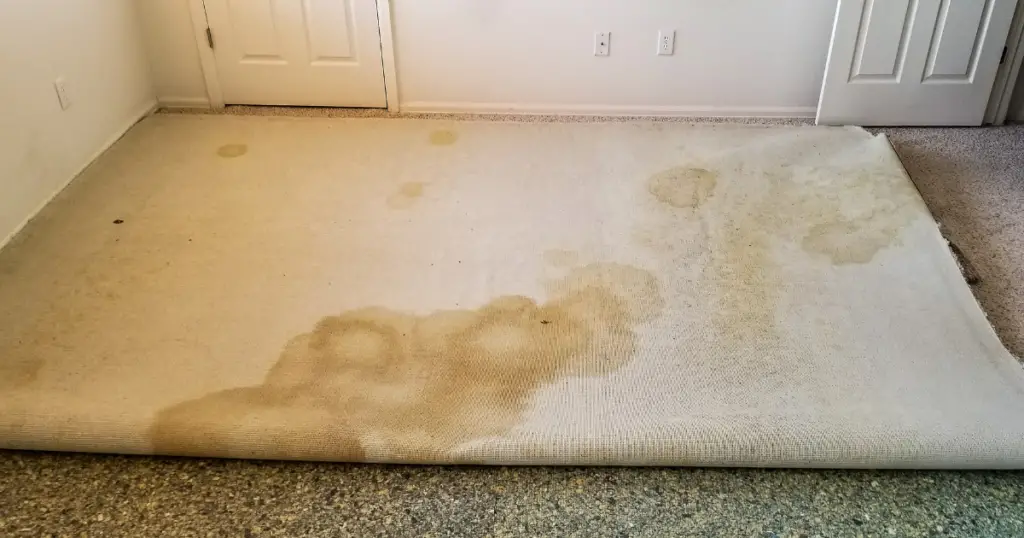 Water Damage stains on bottom of carpet