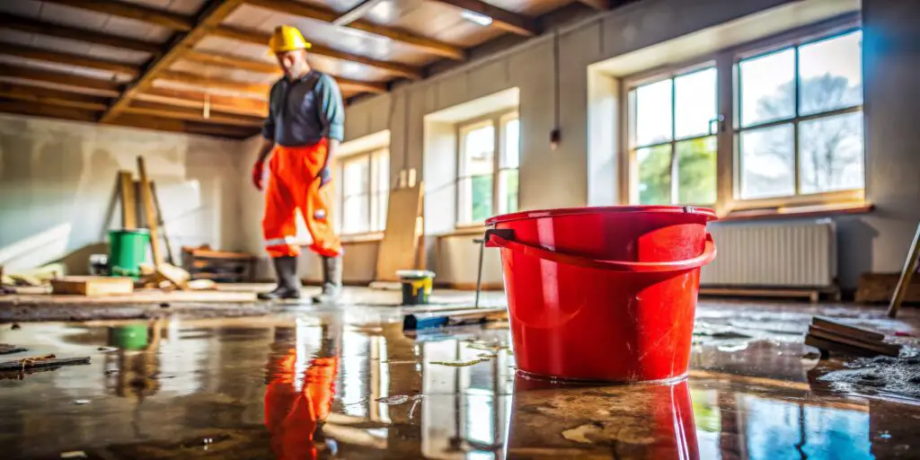 water damage restoration in a flooded room