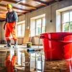 water damage restoration in a flooded room