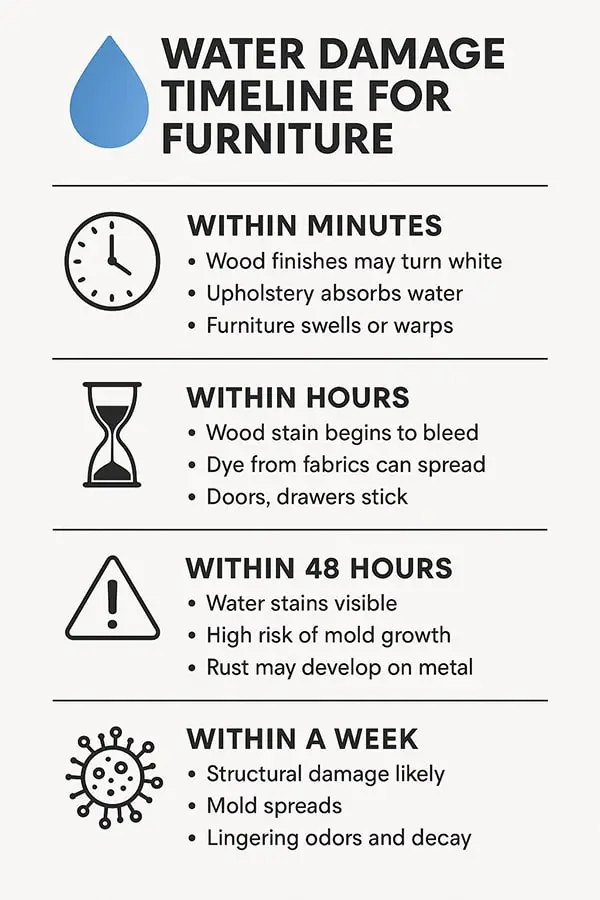 an infographic showing water damage timeline