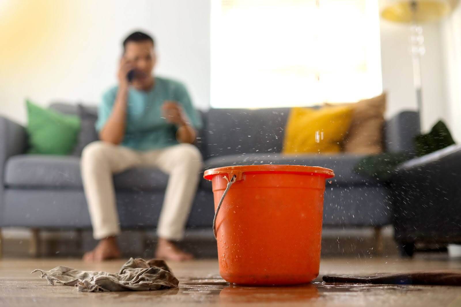 flood from the ceiling in a living room