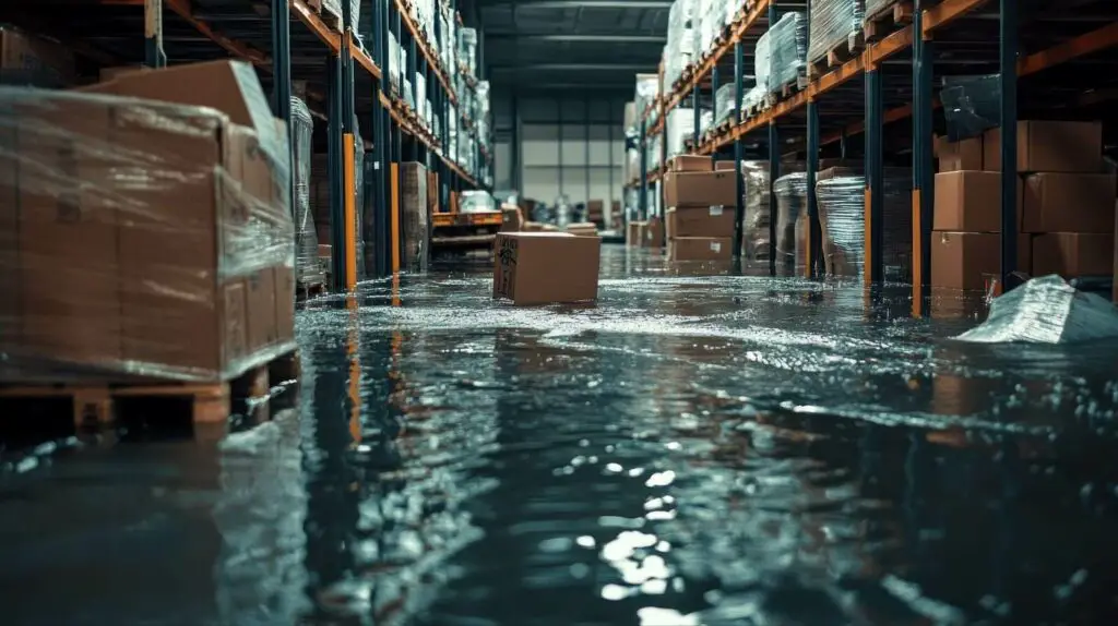 flooded warehouse scene