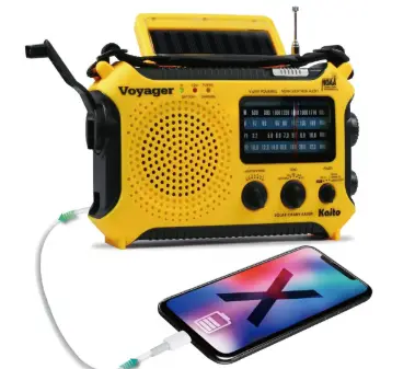 a Kaito KA500 Voyager emergency weather radio