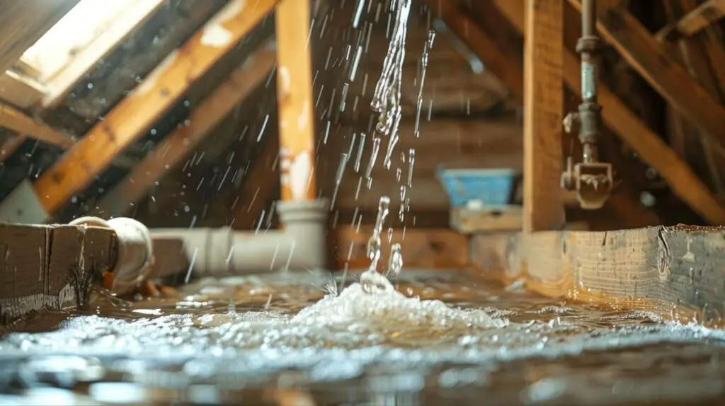 water damage in the attic