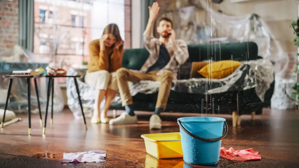 a water leak in a young couple's home