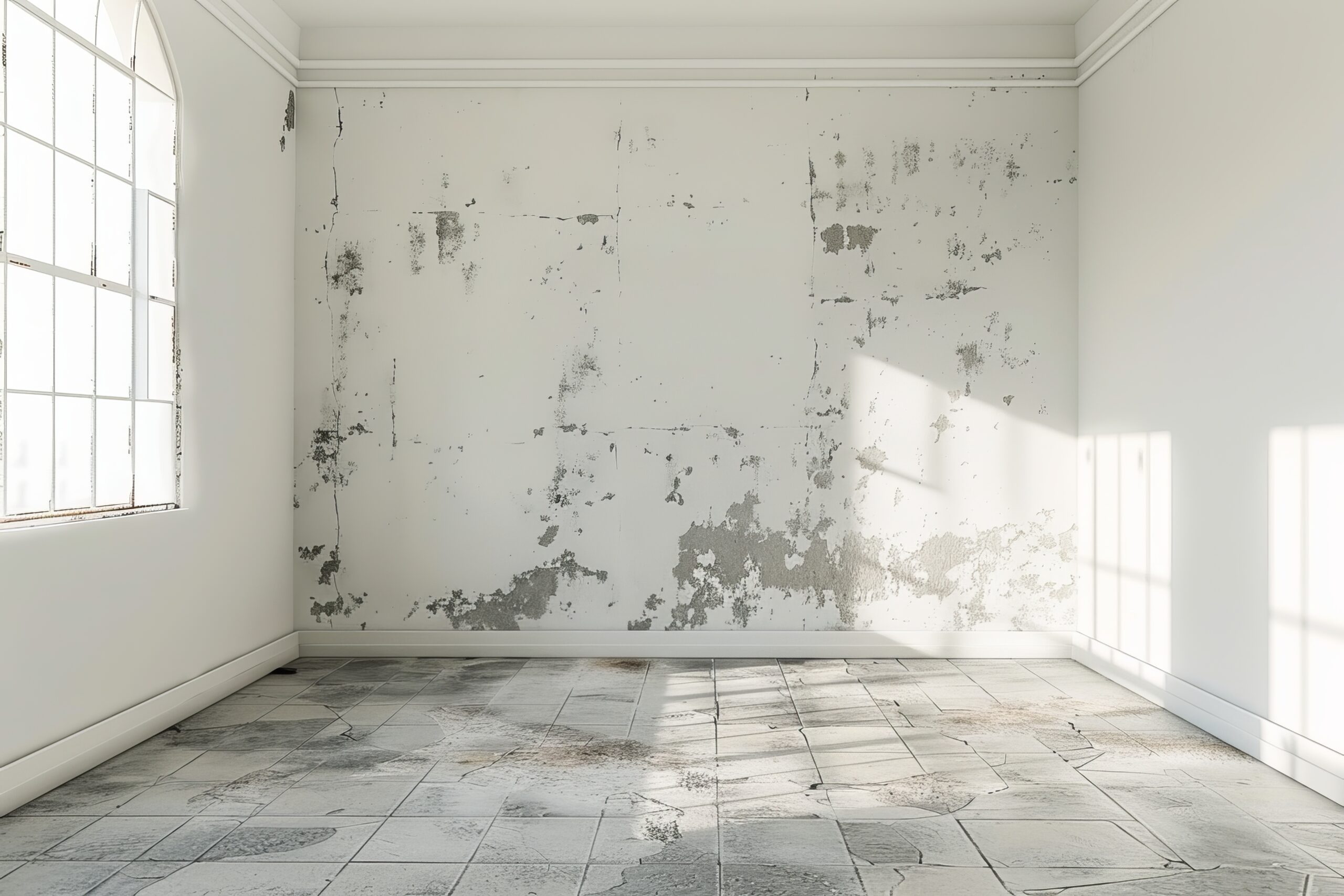 a white water-damaged wall